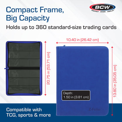 BCW Z-Folio 9-Pocket Album - Blue – dimensions and specifications