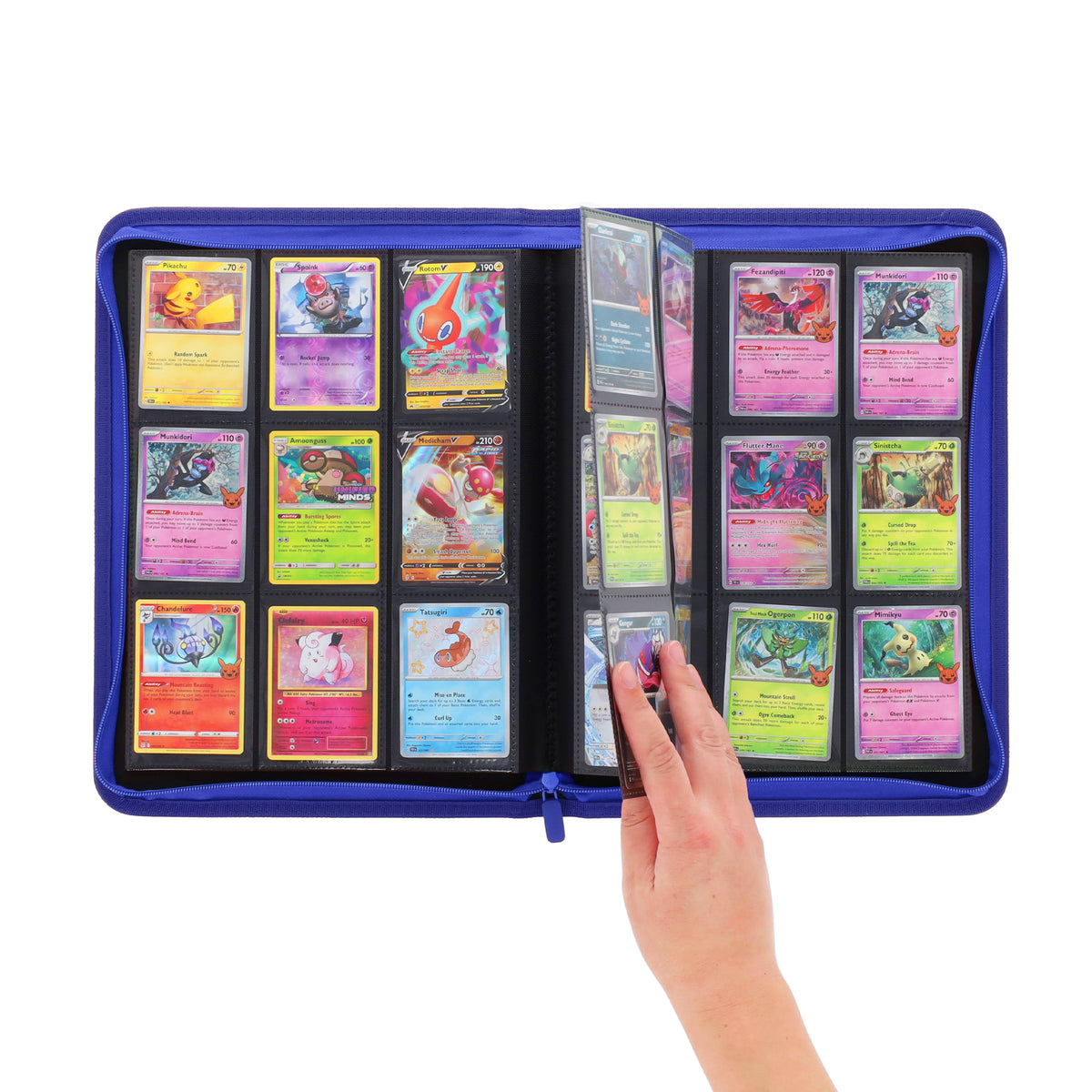 BCW Z-Folio 9-Pocket Album - Blue – in-use view