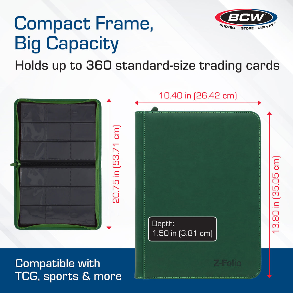 BCW Z-Folio 9-Pocket Album - Green – dimensions and specifications