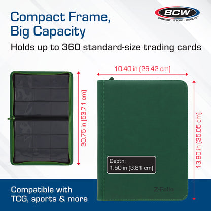 BCW Z-Folio 9-Pocket Album - Green – dimensions and specifications