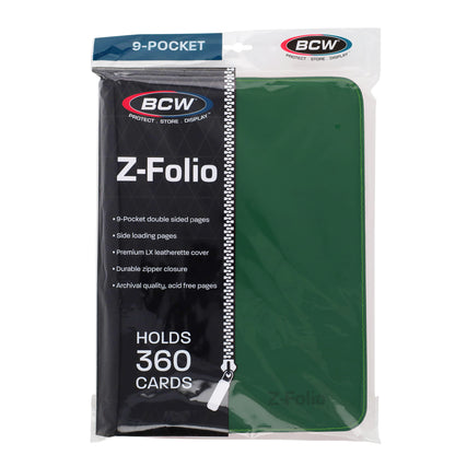 BCW Z-Folio 9-Pocket Album - Green – front product view