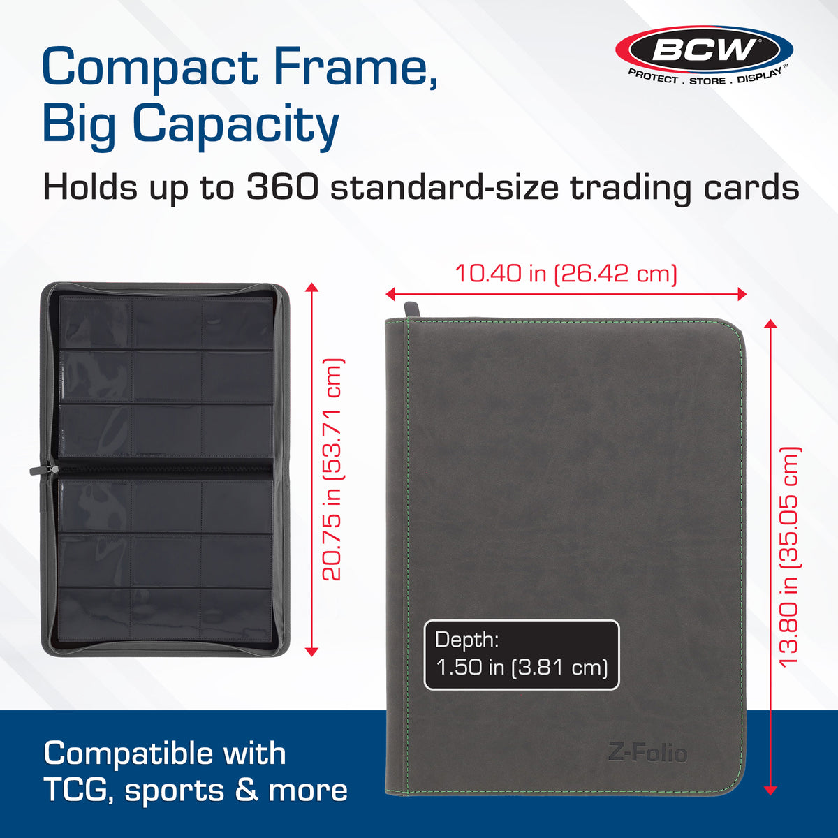 BCW Z-Folio 9-Pocket Album - Gray – dimensions and specifications