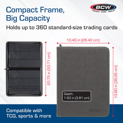 BCW Z-Folio 9-Pocket Album - Gray – dimensions and specifications