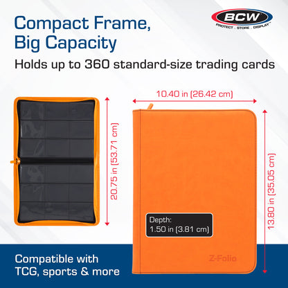 BCW Z-Folio 9-Pocket Album - Orange – dimensions and specifications