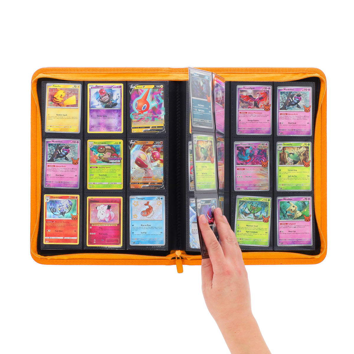 BCW Z-Folio 9-Pocket Album - Orange – in-use view