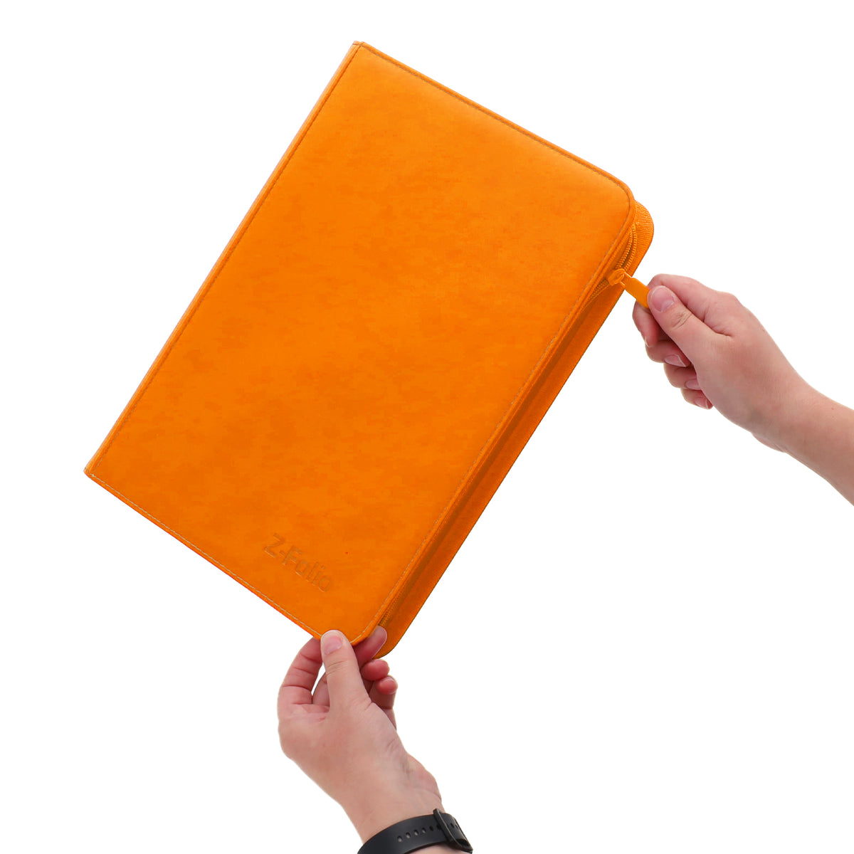 BCW Z-Folio 9-Pocket Album - Orange – in-use view