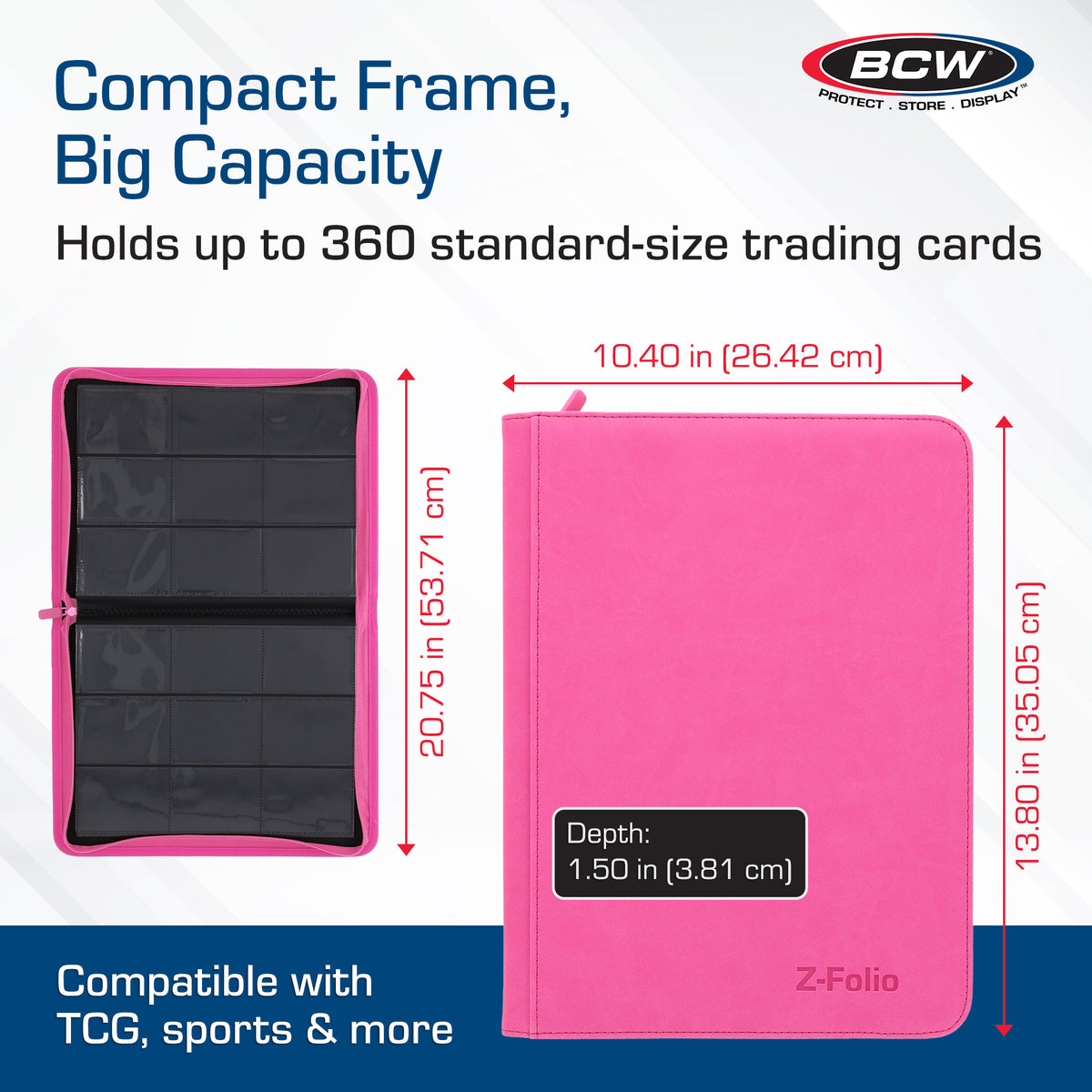 BCW Z-Folio 9-Pocket Album - Pink – dimensions and specifications