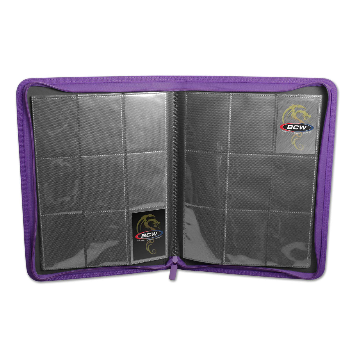 BCW Z-Folio 9-Pocket Album - Purple – open view