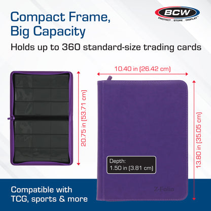 BCW Z-Folio 9-Pocket Album - Purple – dimensions and specifications