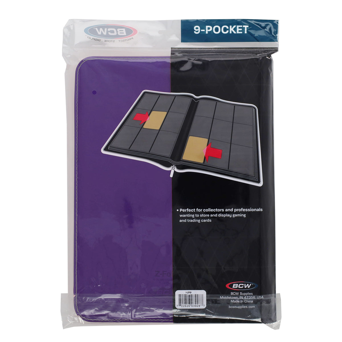 BCW Z-Folio 9-Pocket Album - Purple – rear view