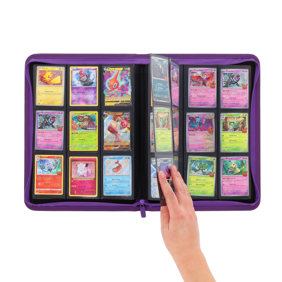 BCW Z-Folio 9-Pocket Album - Purple – in-use view