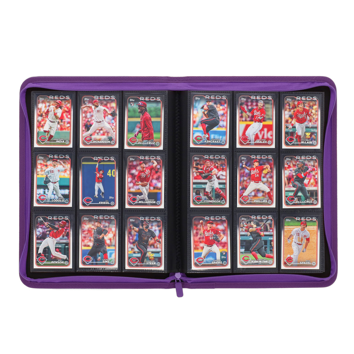 BCW Z-Folio 9-Pocket Album - Purple – open view