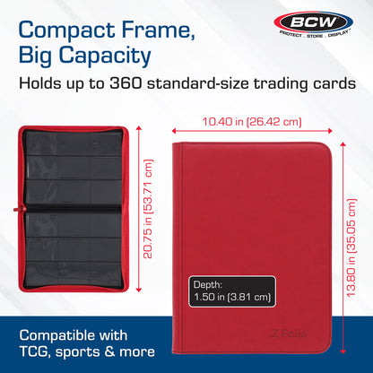 BCW Z-Folio 9-Pocket Album - Red – dimensions and specifications