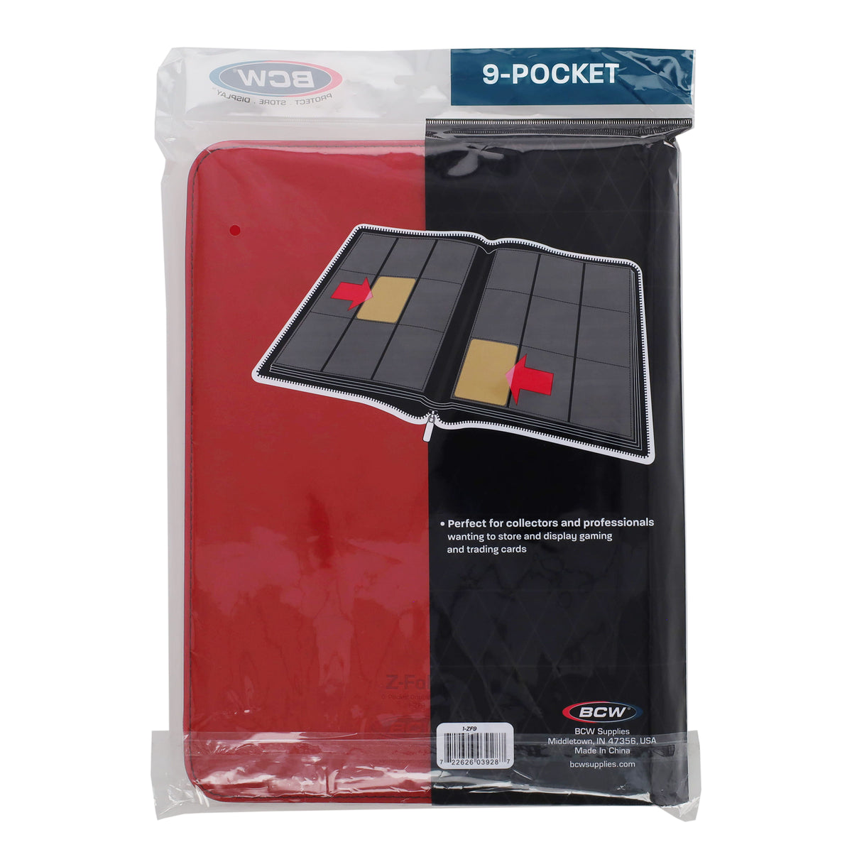 BCW Z-Folio 9-Pocket Album - Red – rear view