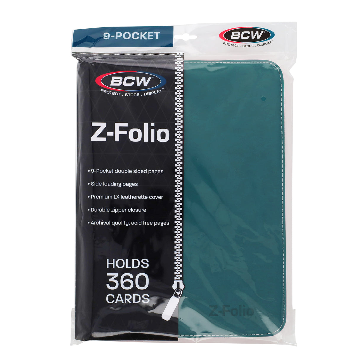 BCW Z-Folio 9-Pocket Album - Teal – front product view