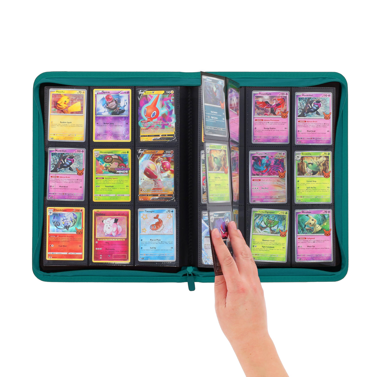 BCW Z-Folio 9-Pocket Album - Teal – in-use view