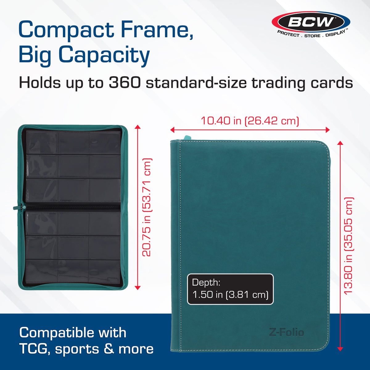 BCW Z-Folio 9-Pocket Album - Teal – dimensions and specifications