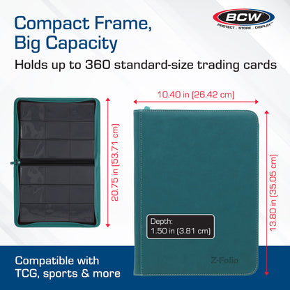 BCW Z-Folio 9-Pocket Album - Teal – dimensions and specifications