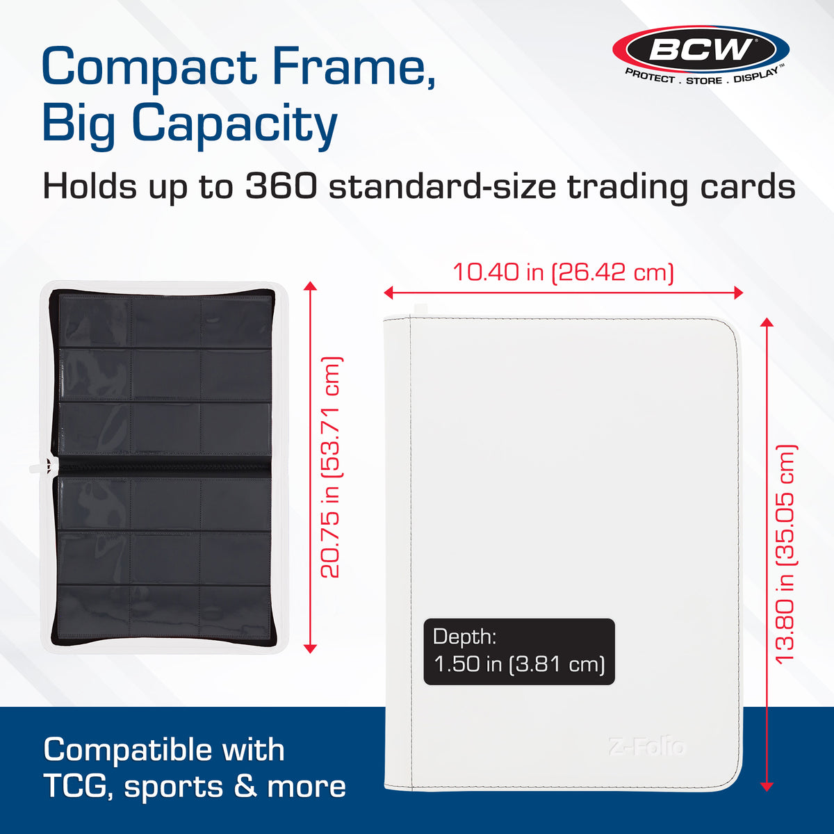 BCW Z-Folio 9-Pocket Album - White – dimensions and specifications