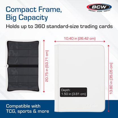 BCW Z-Folio 9-Pocket Album - White – dimensions and specifications