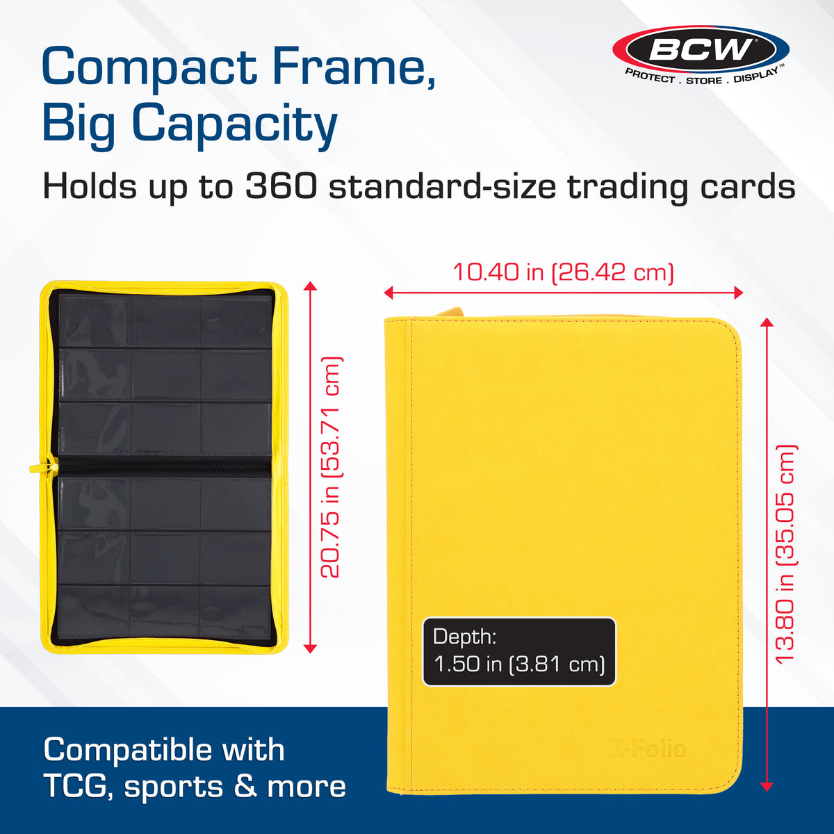 BCW Z-Folio 9-Pocket Album - Yellow – dimensions and specifications