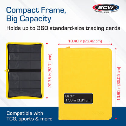 BCW Z-Folio 9-Pocket Album - Yellow – dimensions and specifications