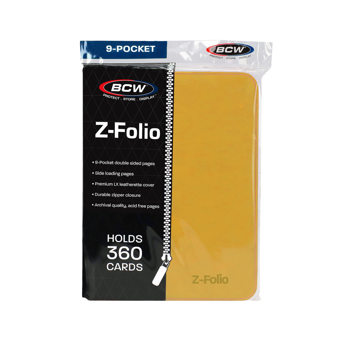 BCW Z-Folio 9-Pocket Album - Yellow – front product view