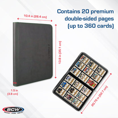 BCW Z-Folio 9-Pocket Album - Gray – dimensions and specifications