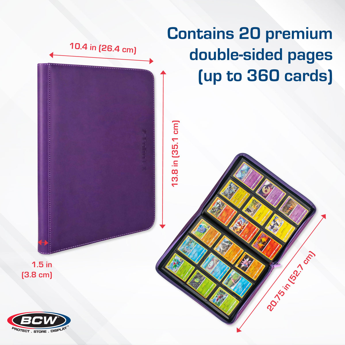 BCW Z-Folio 9-Pocket Album - Purple – dimensions and specifications