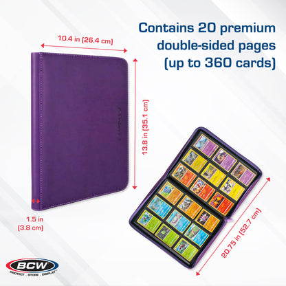 BCW Z-Folio 9-Pocket Album - Purple – dimensions and specifications