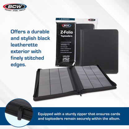 BCW Z-Folio 9-Pocket Lx Album - Toploaders - Black – dimensions and specifications