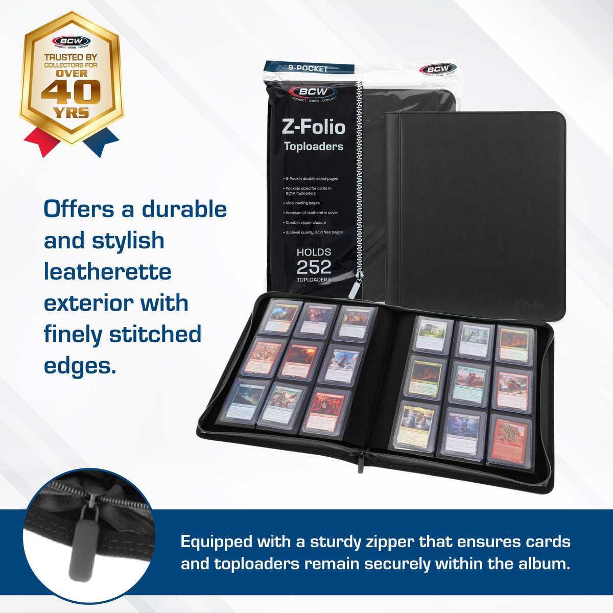 BCW Z-Folio 9-Pocket Lx Album - Toploaders - Black – dimensions and specifications