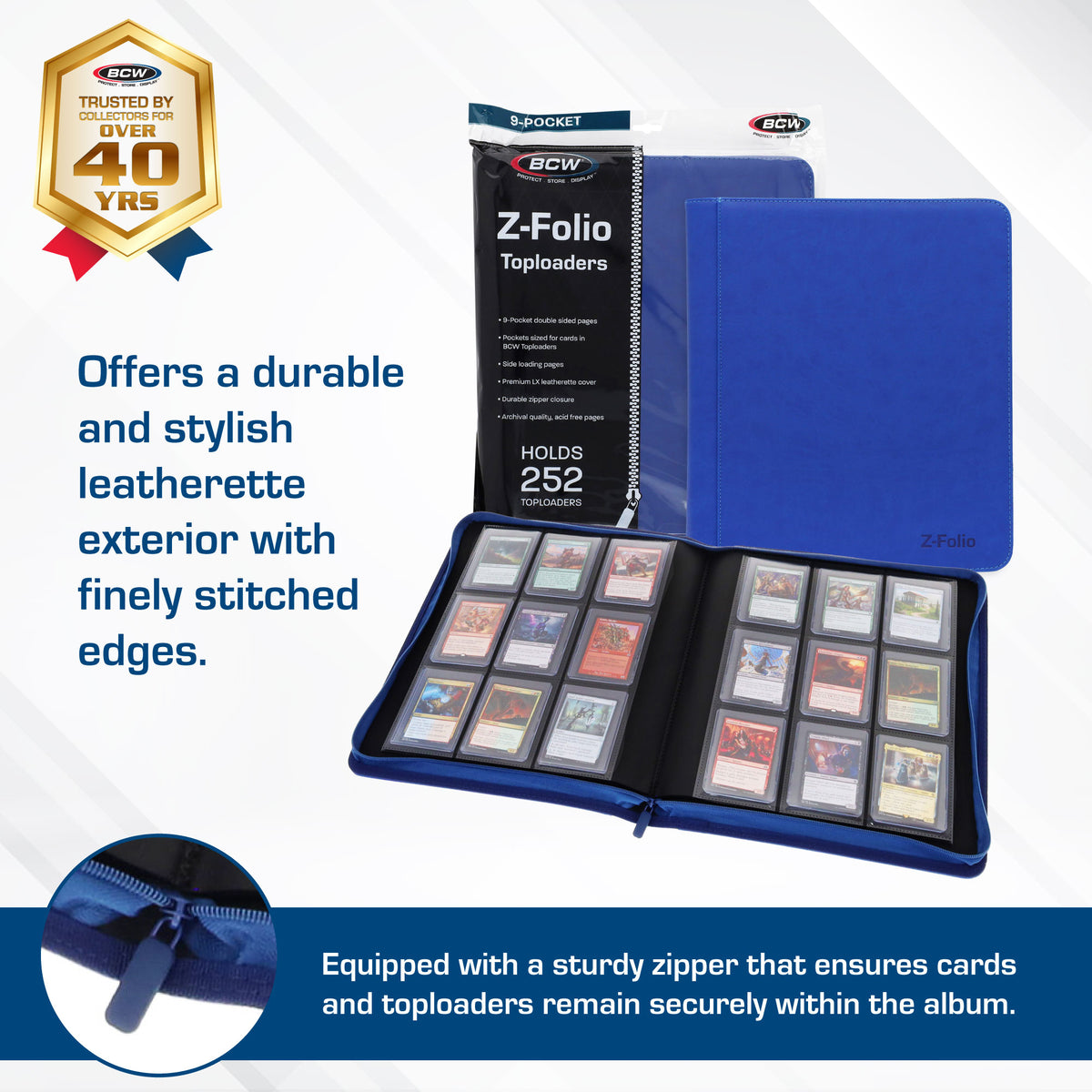 BCW Z-Folio 9-Pocket Lx Album - Toploaders - Blue – dimensions and specifications