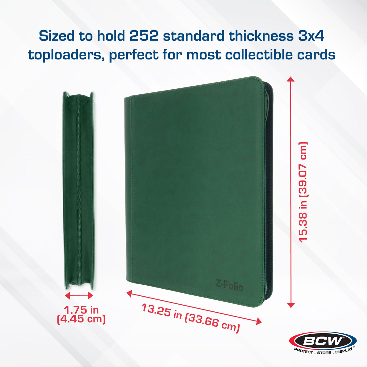 BCW Z-Folio 9-Pocket Lx Album - Toploaders - Green – dimensions and specifications