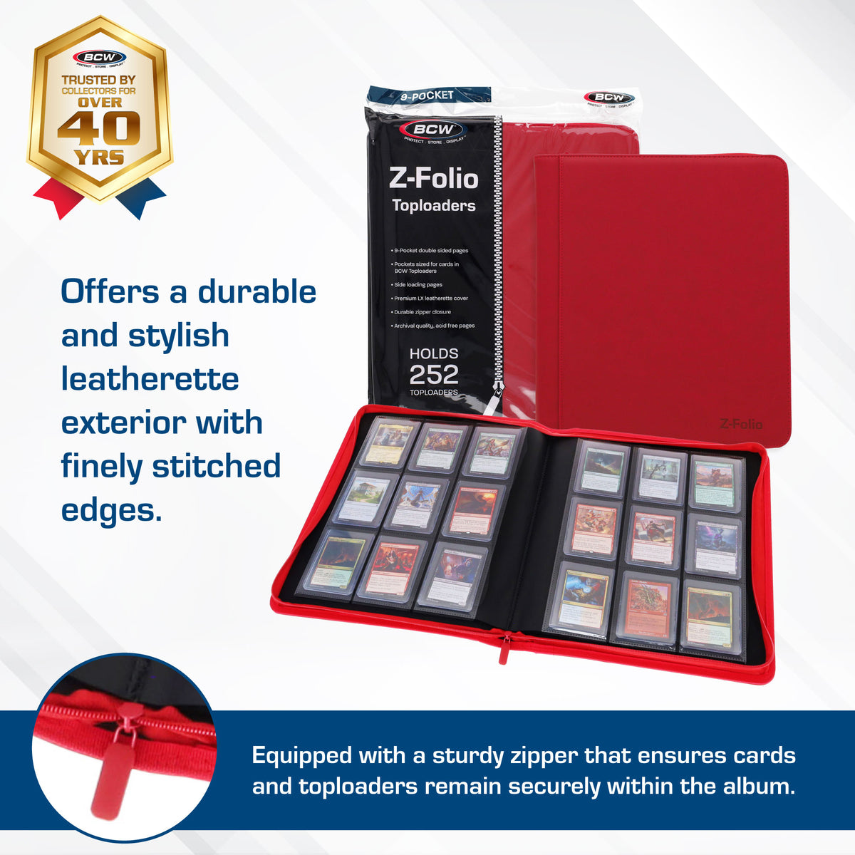 BCW Z-Folio 9-Pocket Lx Album - Toploaders - Red – dimensions and specifications