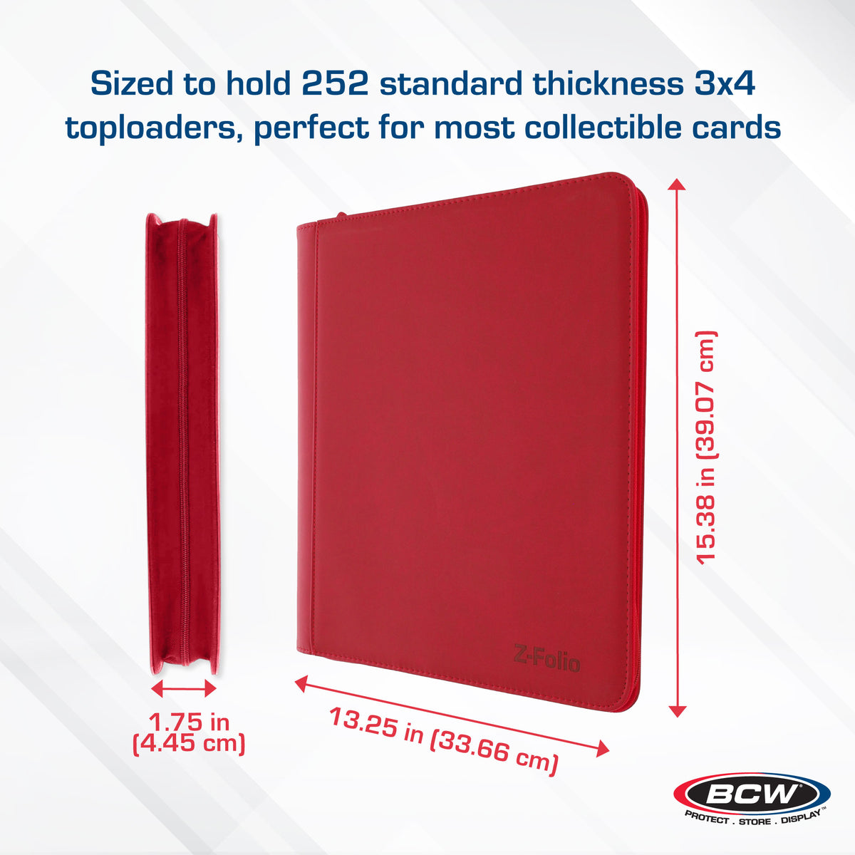 BCW Z-Folio 9-Pocket Lx Album - Toploaders - Red – dimensions and specifications