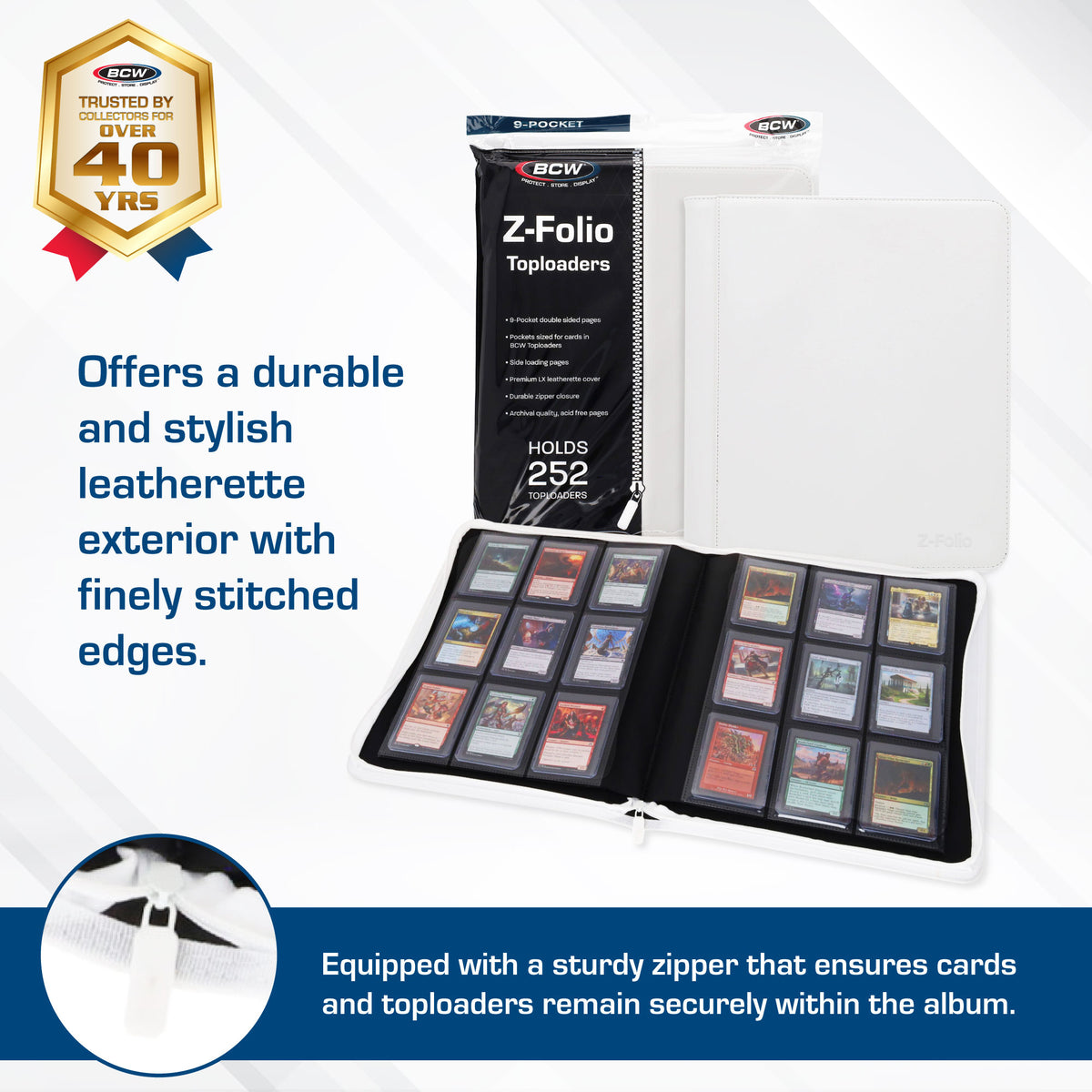 BCW Z-Folio 9-Pocket Lx Album - Toploaders - White – dimensions and specifications