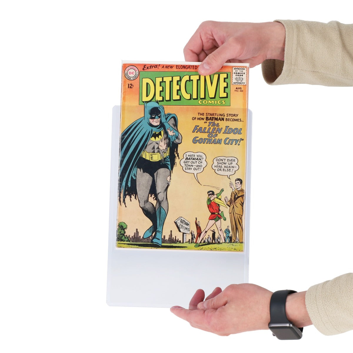 BCW Rigid Silver-Age Comic Book Protector – in-use view