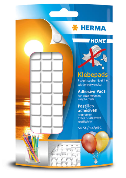 Adhesive Pads, Permanent Adhesion, Removable Without Residue, 54 pcs