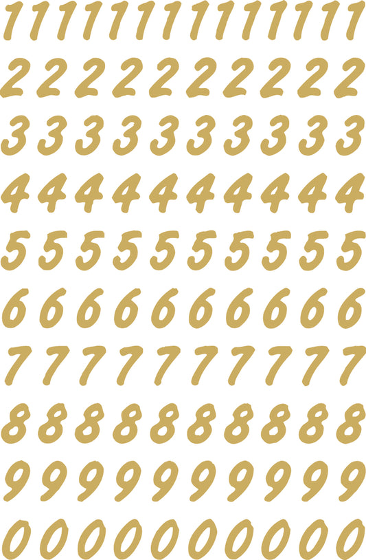 Numbers 8mm 0-9 Weatherproof Transparent Foil Gold 2 sheets