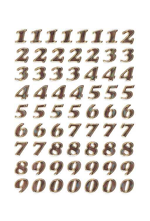 Numbers 8mm 0-9 Prismatic Film Gold Glittery 1 Sheet