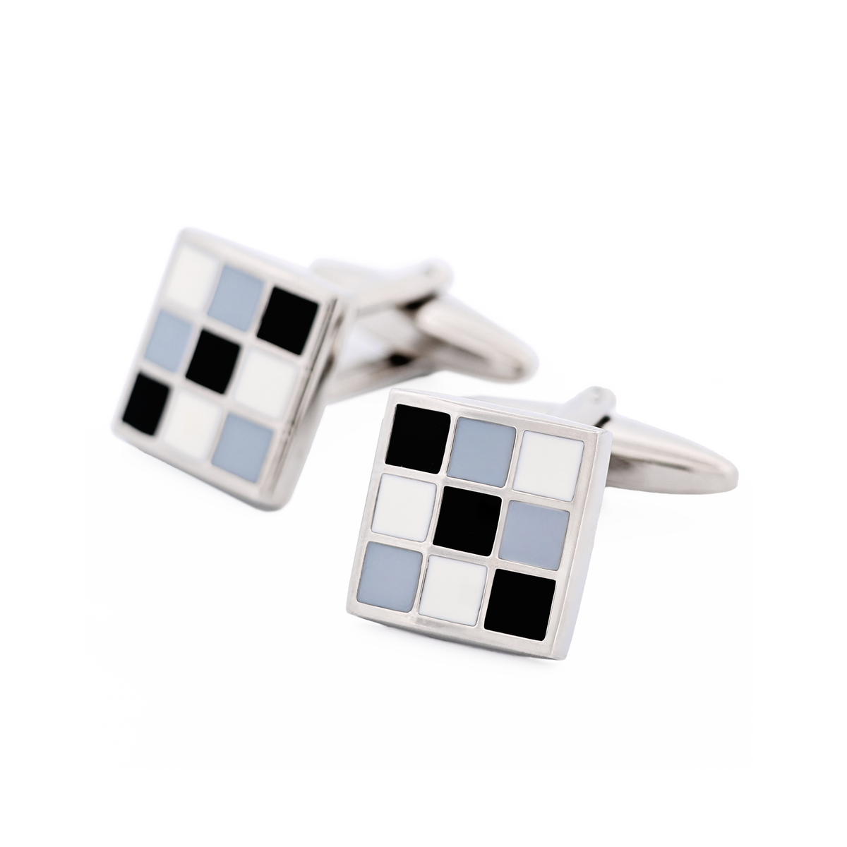 Black & Grey & White Enamel Cufflinks