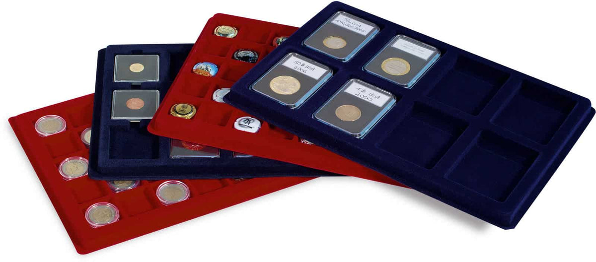 Coin Trays L with 8 spaces for US Coin Capsules, blue