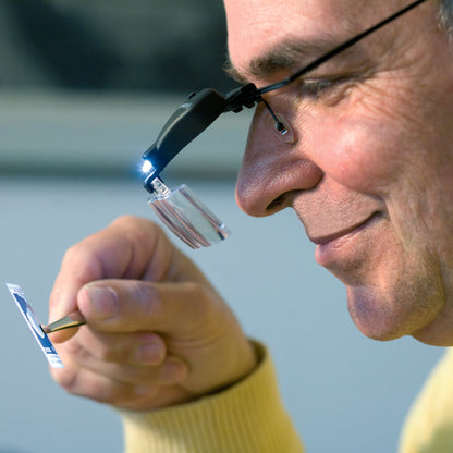 Magnifier glasses VISIR, 3different clip-on magnifier attachm. (1.5x, 2.5x, 3.5x) LED