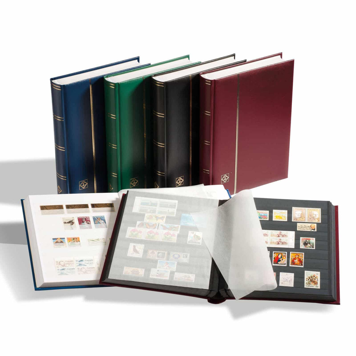 A4 Stockbook COMFORT, 64 black pages, padded cover, red