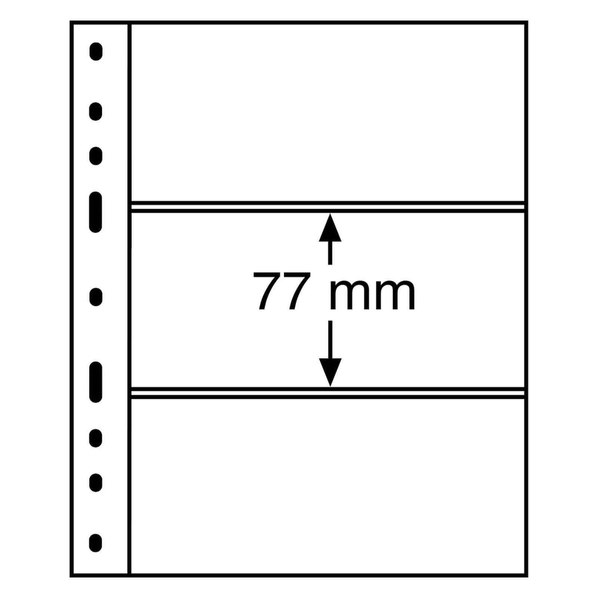 Plastic pockets OPTIMA, 3-waydivision, clear