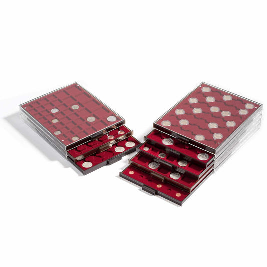Coin Box 35 round compartments with 31mm diameter, smoke coloured