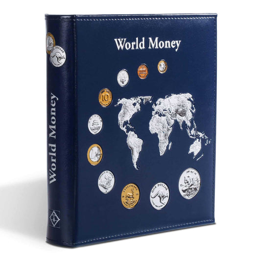 Coin Album OPTIMA, "World Money" with 5 different OPTIMA Coin Sheets, blue