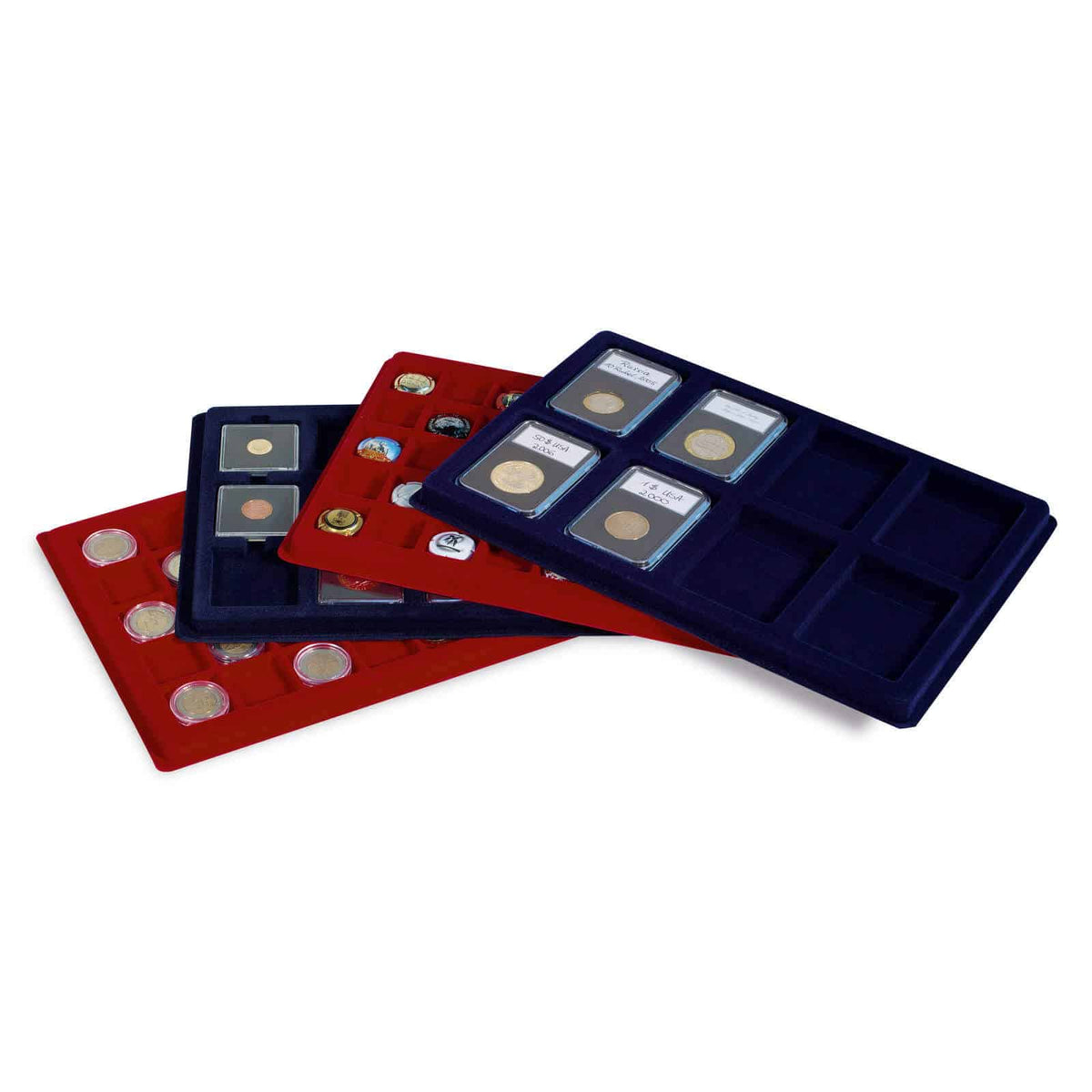 Coin Trays L for 77 coins up to 22mm diameter, blue
