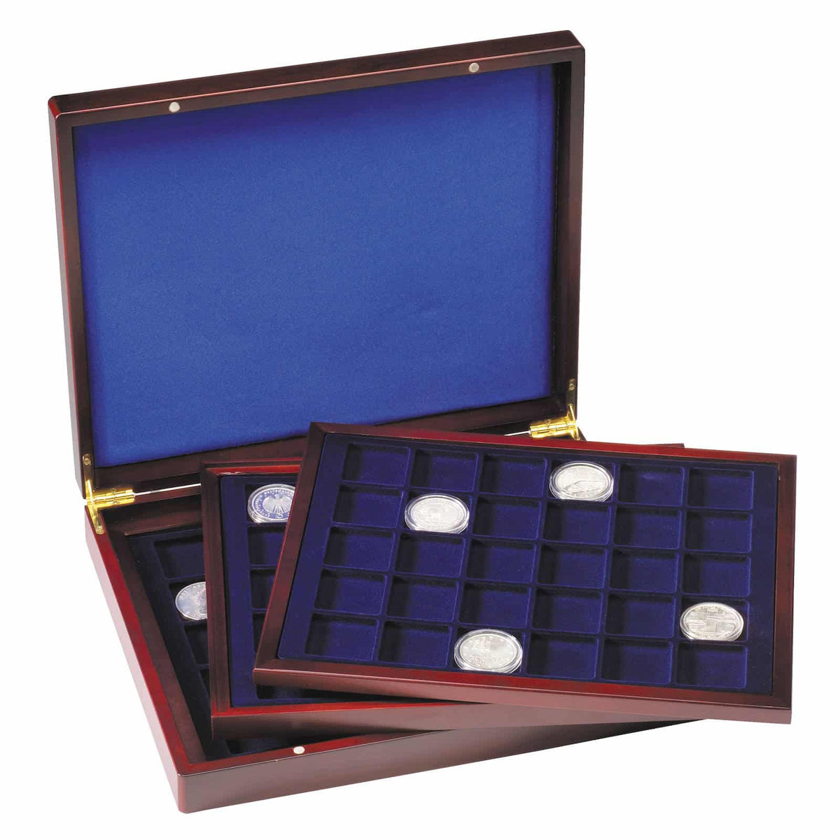 Presentation Case VOLTERRA TRIO de Luxe, each with 30square divisions for coins up to 39mm